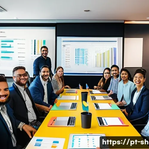 공연기획사와 협력업체 간 커뮤니케이션 - A vibrant event planning meeting room in S&atilde;o Paulo, Brazil, showing a diverse team of professionals ...