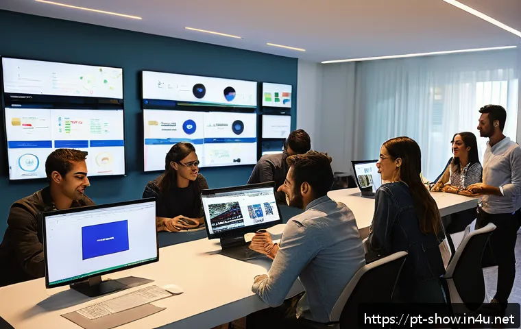 공연기획사에서 실무 경험 쌓기 - A dynamic event agency office scene in São Paulo, Brazil, showing a diverse team of young profession...